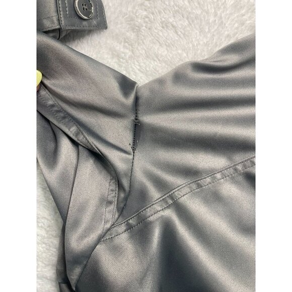 White House Black Market Satin Tie Jacket 8 Gray Silver Roll Tab Sleeves - Picture 8 of 8